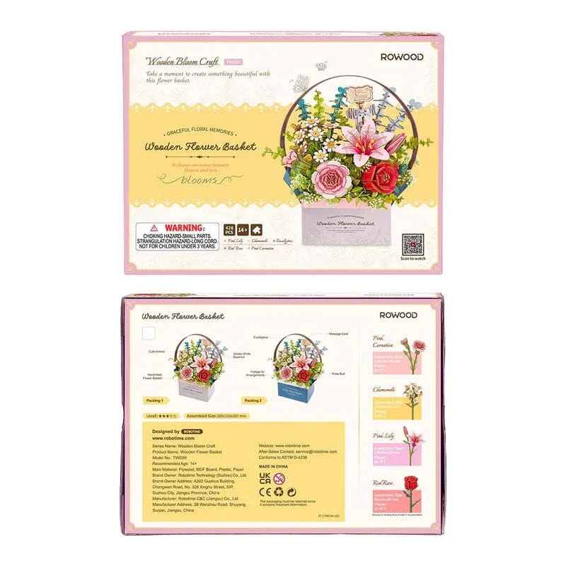 Robotime Wood Bloom Flower Basket Kit - Image 4
