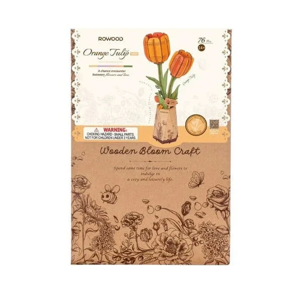 Robotime Wood Bloom Orange Tulip Flower [TW081] - Image 2
