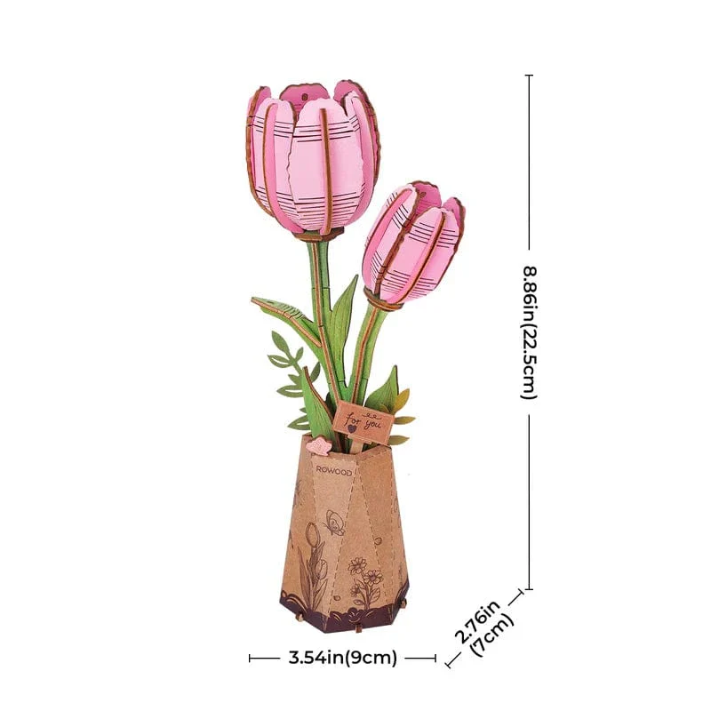Robotime Wood Bloom Pink Tulip Kit - Image 2