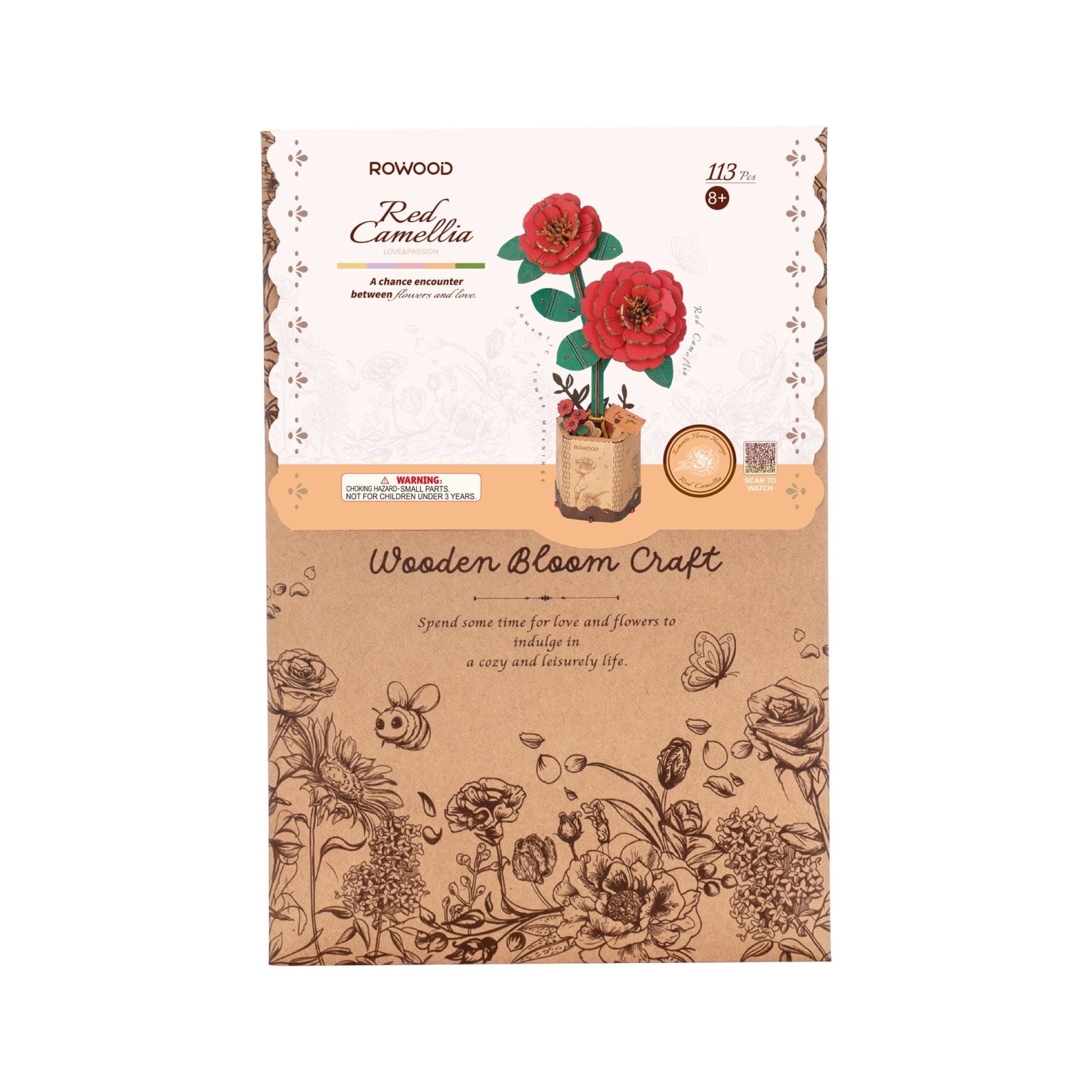 Robotime Wood Bloom Red Camelia Flower