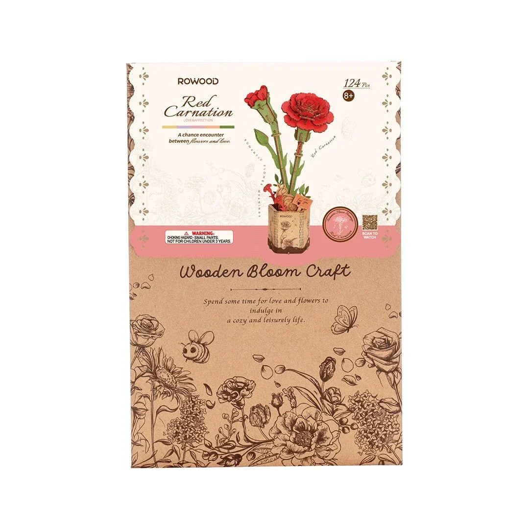 Robotime Wood Bloom Red Carnation Flower Kit [TW052]