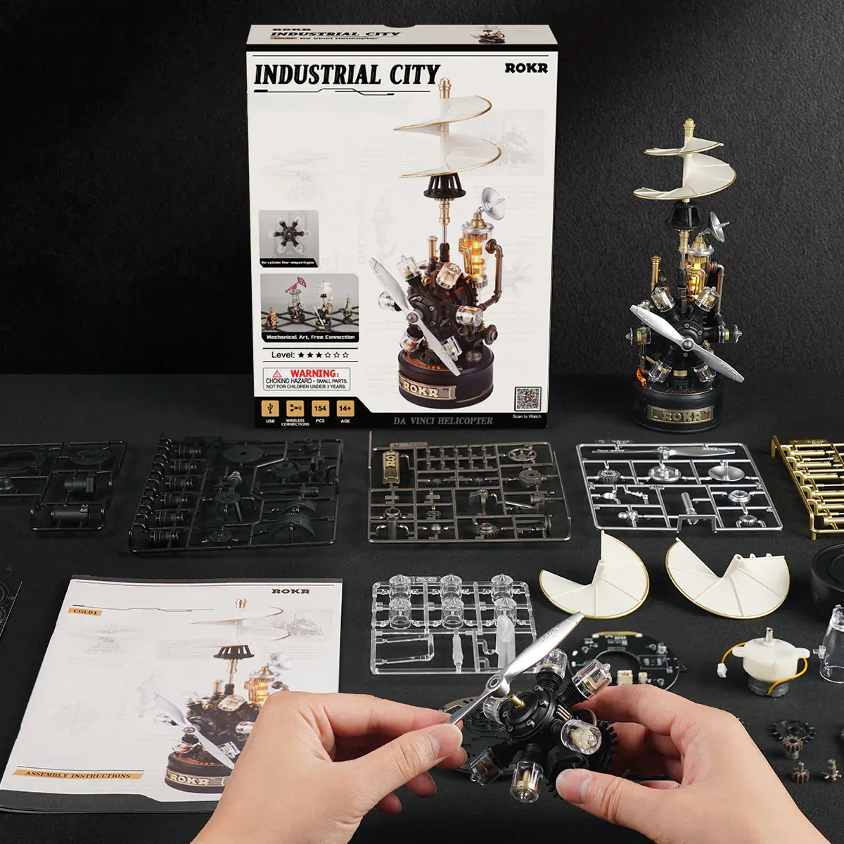 ROKR Leonardo da Vinci's Helicopter Mechanical 3D Kit [CGL01] - Image 3