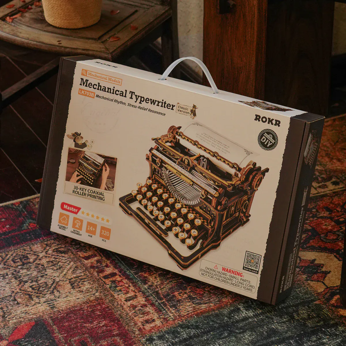 ROKR Mechanical Typewriter Wooden Model Kit [LK703B] - Image 2
