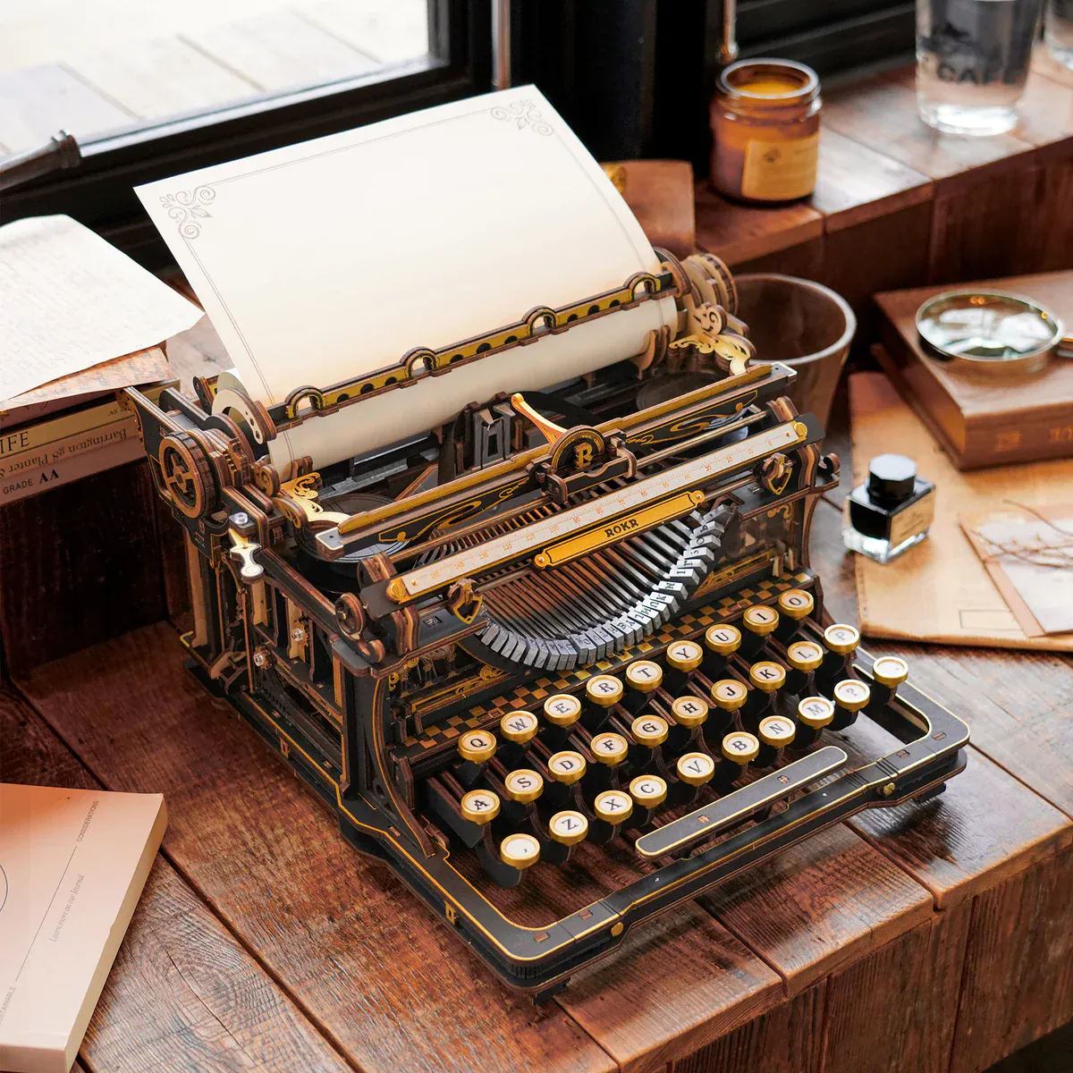 ROKR Mechanical Typewriter Wooden Model Kit [LK703B] - Image 3