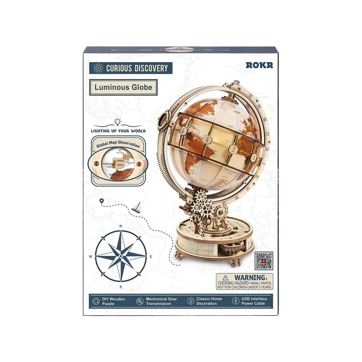 ROKR Models Luminous Globe Wood Kit [ST003]