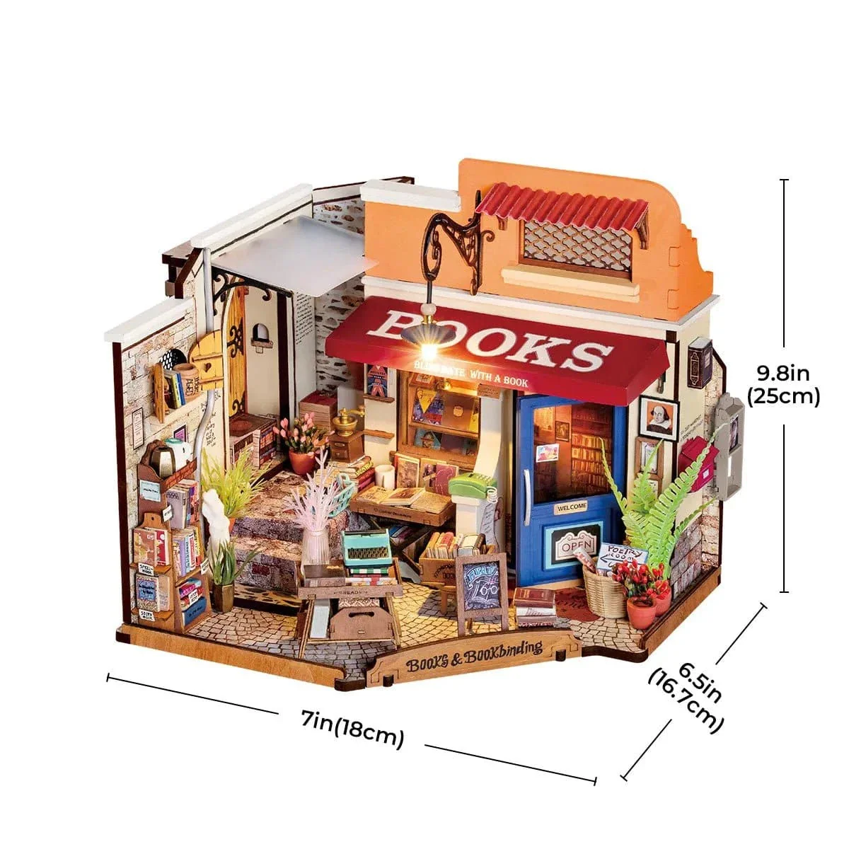 Rolife Corner Bookstore DIY Miniature House Kit DG164 - Image 6