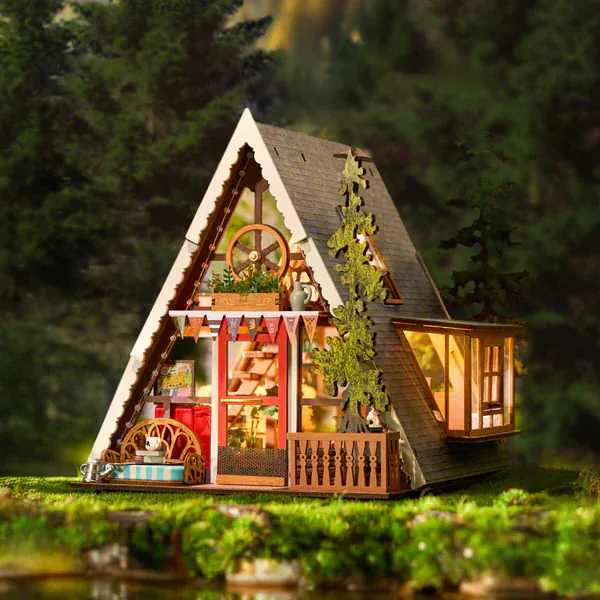 Rolife DIY Miniature House - A-Frame Cabin Wooden Model Kit [DG181] - Image 4