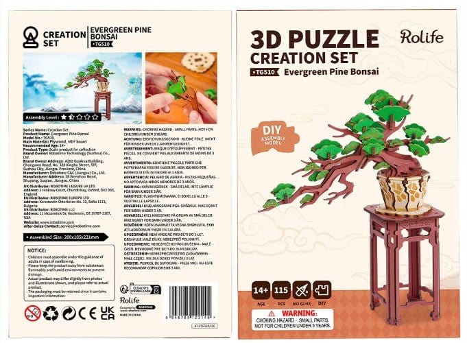 Rolife Evergreen Pine Bonsai DIY Wooden 3D Kit [TG510] - Image 2