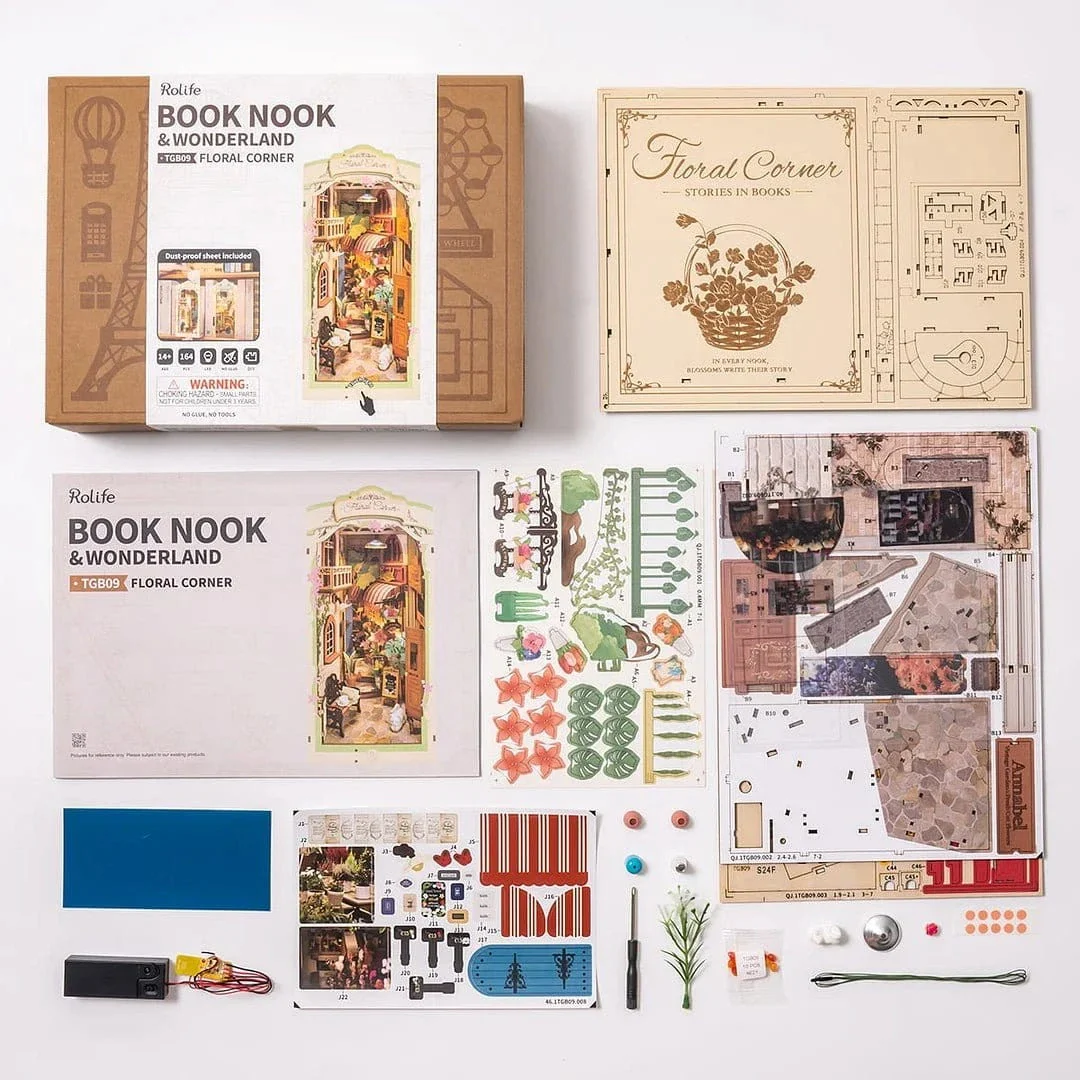 Rolife Floral Corner DIY Book Nook Shelf Insert Kit [TGB09] - Image 6