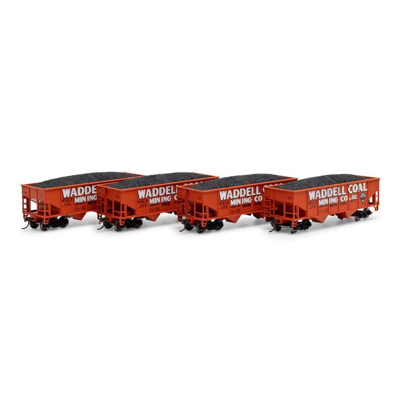 Roundhouse HO Scale 34ft 2-Bay Rib Side HO Hopper w/Load, WDLX #1 (4) [RND50020]
