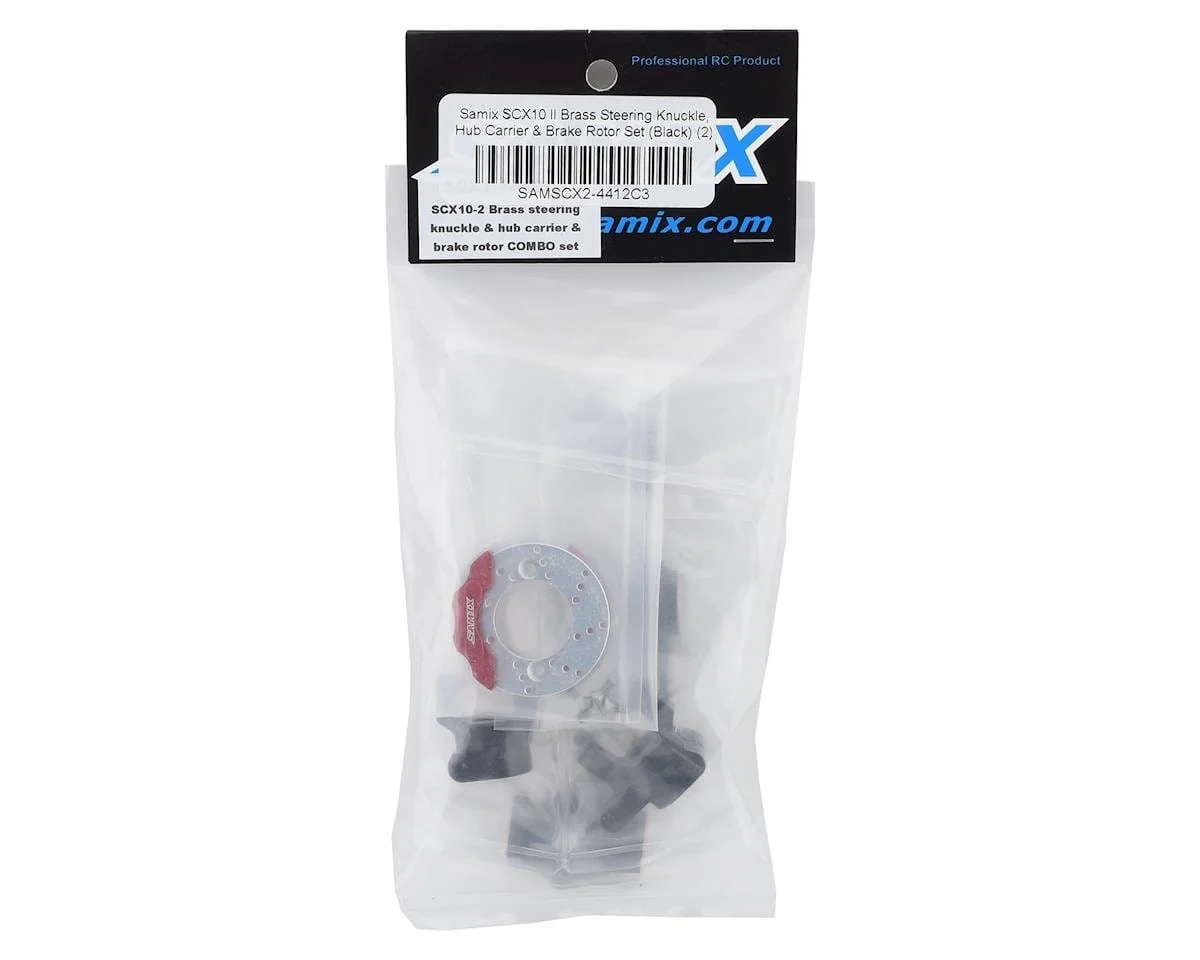 Samix SCX10 II Brass Steering Knuckle, Hub Carrier & Brake Rotor Set (Black) (2)** - Image 2
