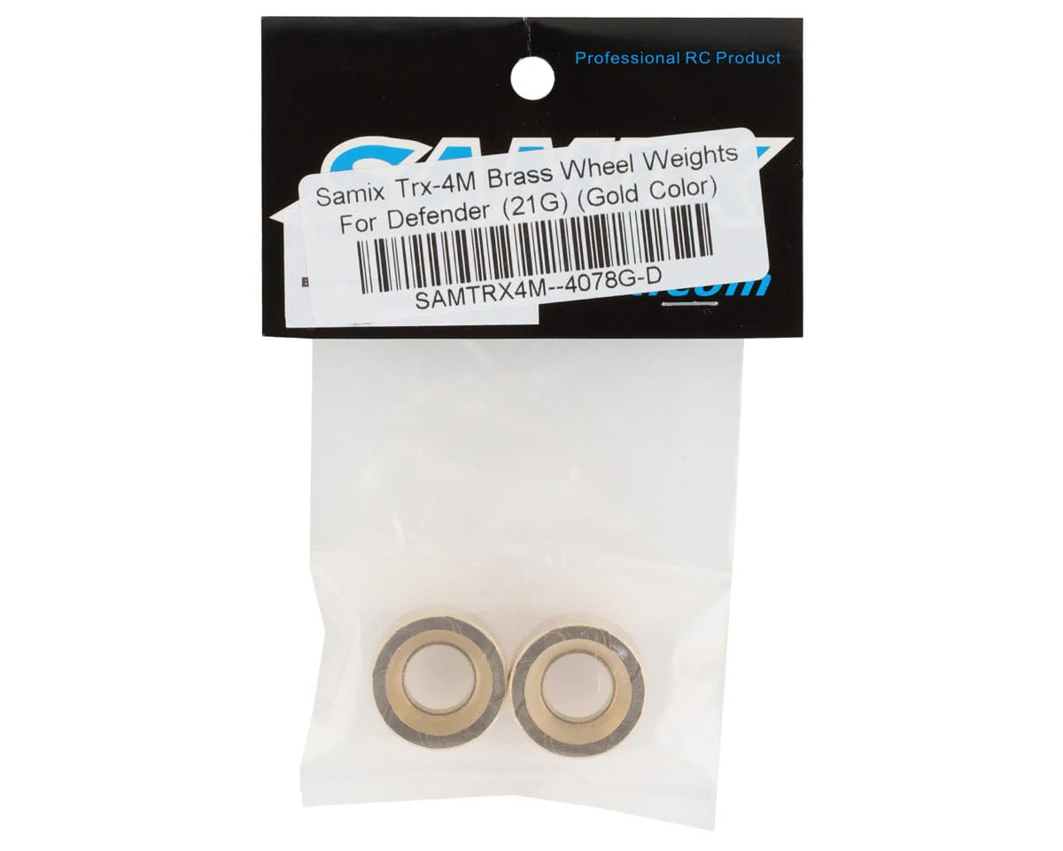 Samix TRX-4M Defender Brass Wheel Weights (Gold) (2) (21g)** - Image 2