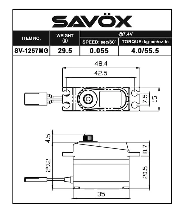 Savox SV-1257MG High Voltage Metal Gear Servo** - Image 2