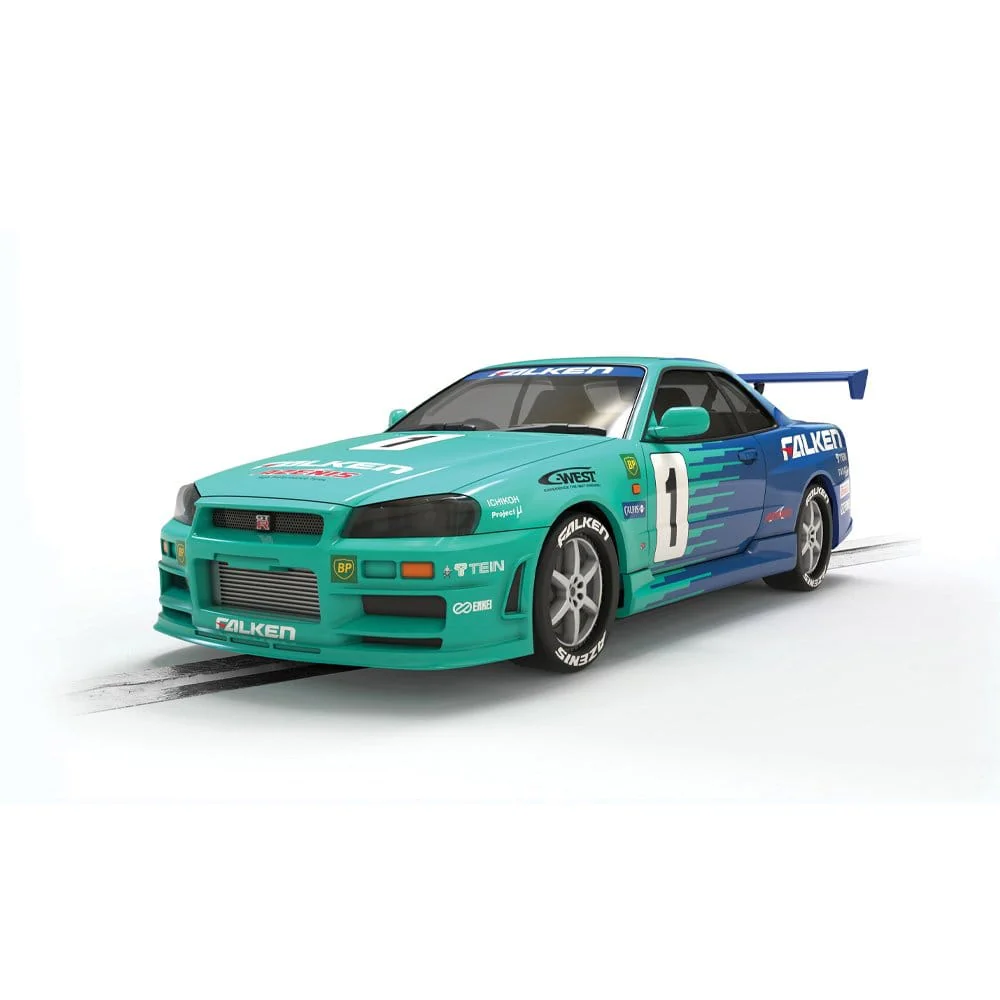 Scalextric Nissan R34 Skyline Falken Tyres Slot Car [C4678]