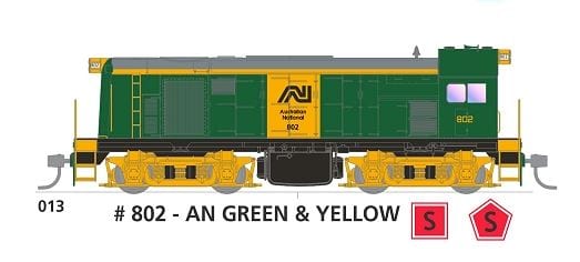 SDS Models HO 800 Class 802 AN Green and Yellow DC