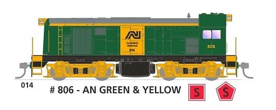 SDS Models HO 800 Class 806 AN Green and Yellow DC
