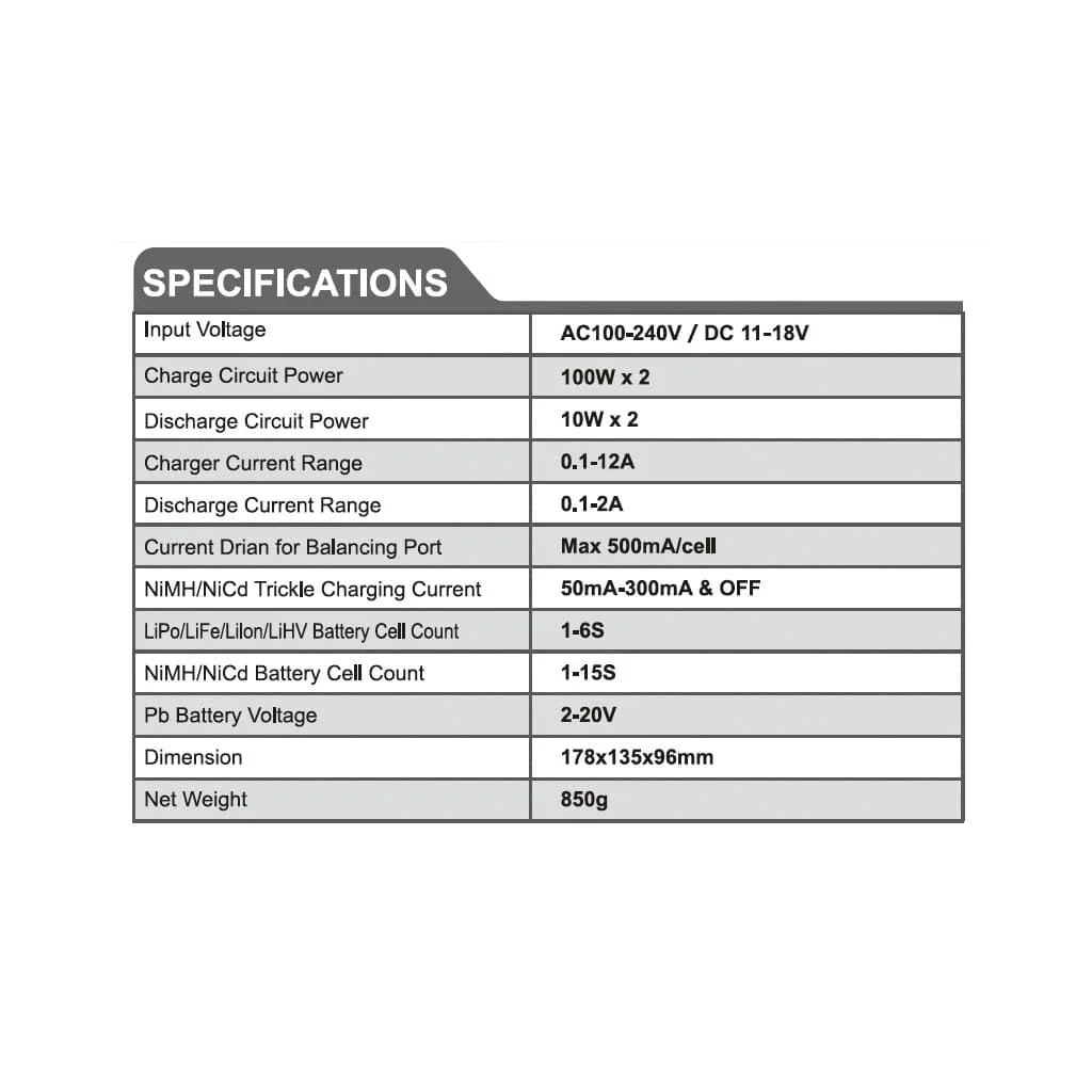 SKY RC T200 AC/DC 12A Dual output Charger Multi Chemistry Balance - Image 3