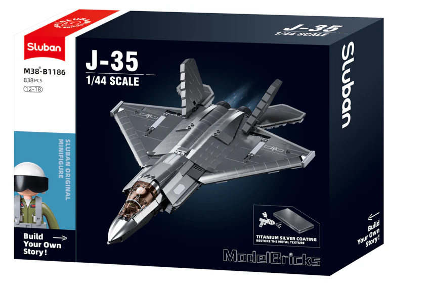 Sluban 1186 J35 Stealth Aircraft - Metal Coating - 838pc Kit