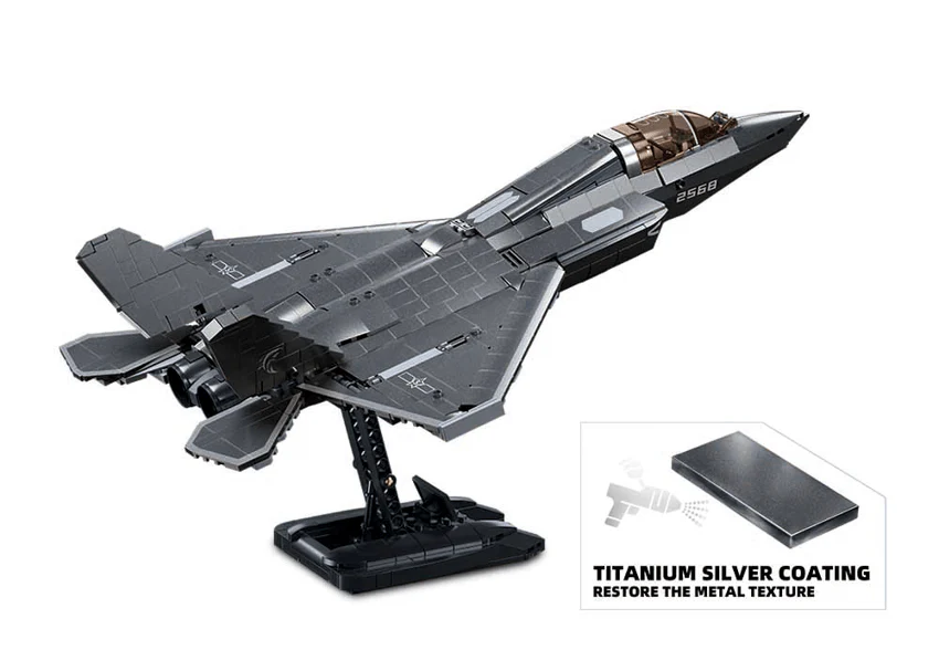 Sluban 1186 J35 Stealth Aircraft - Metal Coating - 838pc Kit - Image 3