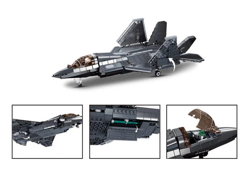Sluban 1186 J35 Stealth Aircraft - Metal Coating - 838pc Kit - Image 4