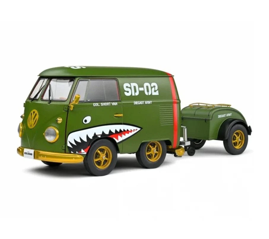 Solido 1/18 1950 Kool VW Kombi Army Fighter Diecast Model