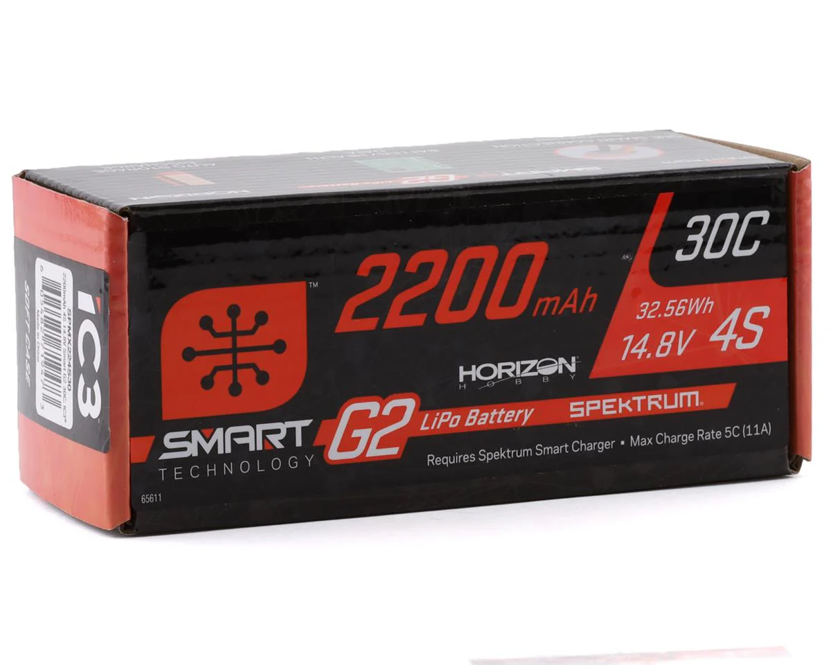 Spektrum 2200mAh 4S 14.8V 30c Smart G2 LiPo Battery with IC3 Connector - Image 3