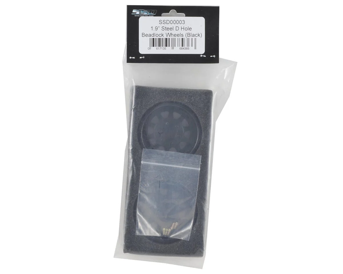 SSD RC D Hole 1.9 Steel Beadlock Crawler Wheels (Black) (2)** - Image 2