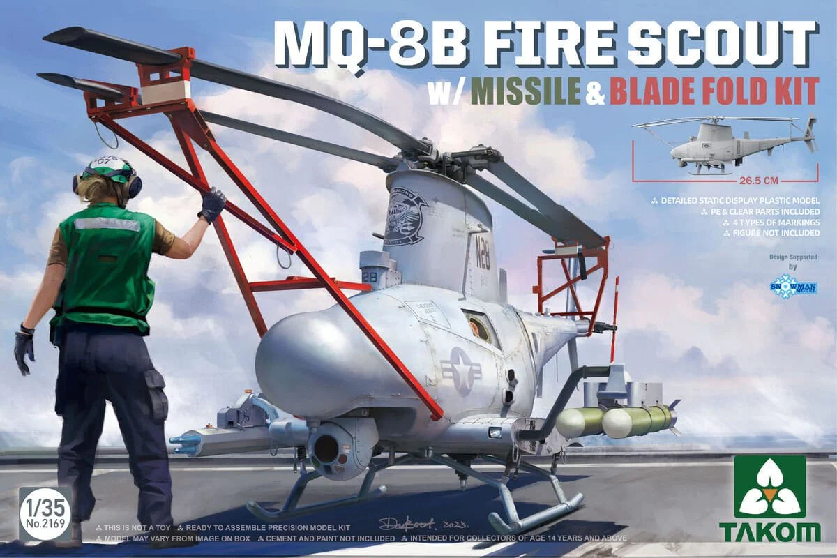 Takom 1/35 MQ-8B Fire Scout w/ Missile & Blade Fold Kit Plastic Model Kit**