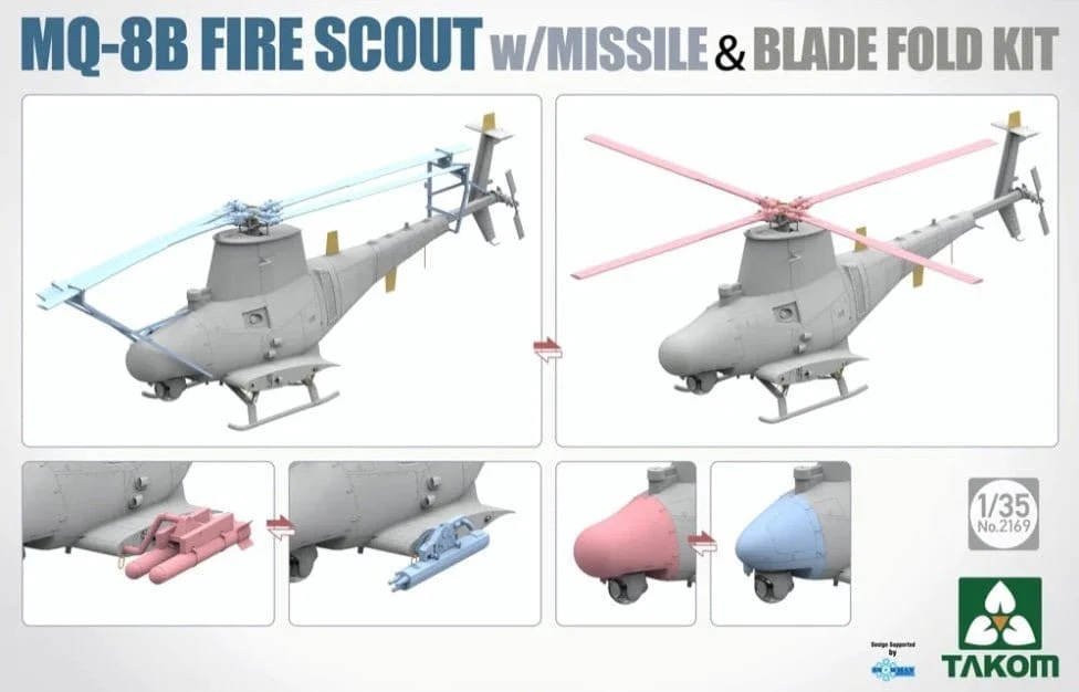 Takom 1/35 MQ-8B Fire Scout w/ Missile & Blade Fold Kit Plastic Model Kit** - Image 3