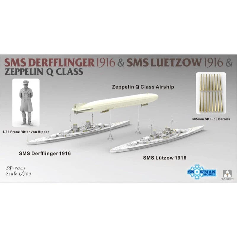 Takom 1/700 SMS Derfflinger 1916 & SMS Luetzow 1916 & Zeppelin Q Class (Limited Edition)** - Image 2