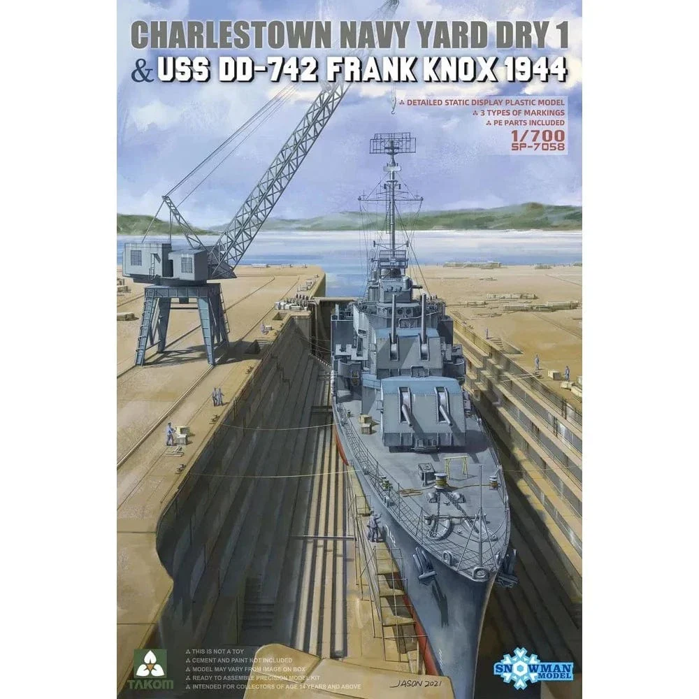 Takom SP-7058 1/700 Charlestown Navy Yard Dry Dock 1 & USS DD-742 Frank Knox 1944 Plastic Model Kit**