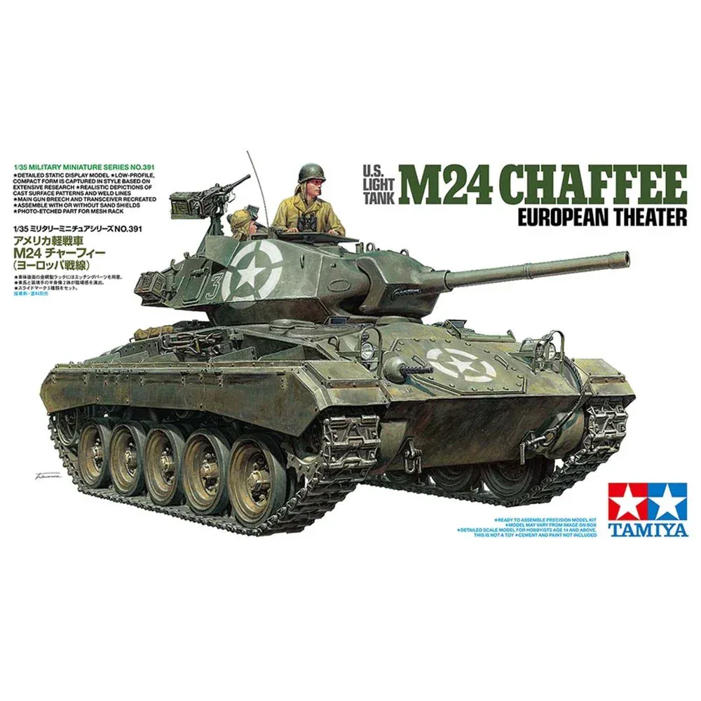 Tamiya 1/35 U.S. Light Tank M24 Chaffee European Theater Plastic Model Kit [35391]