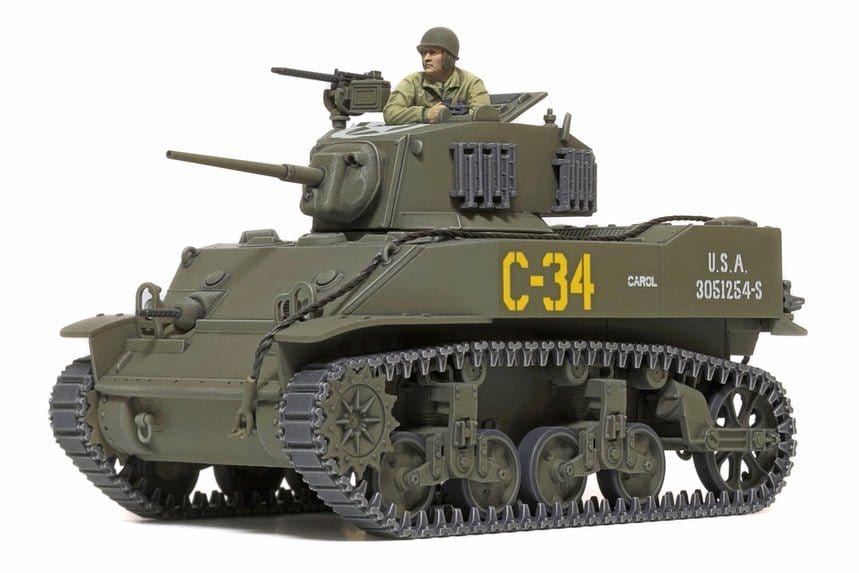 Tamiya 1/48 US Light Tank M5A1 Stuart Tank Plastic Model Kit [32606] - Image 2