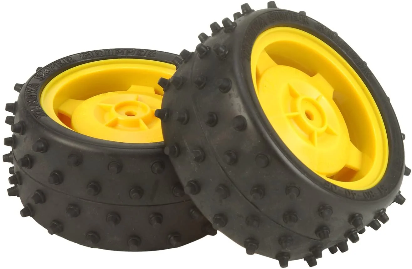 Tamiya 19400239 Rear Tyres & Yellow Wheels For 58340 Pair