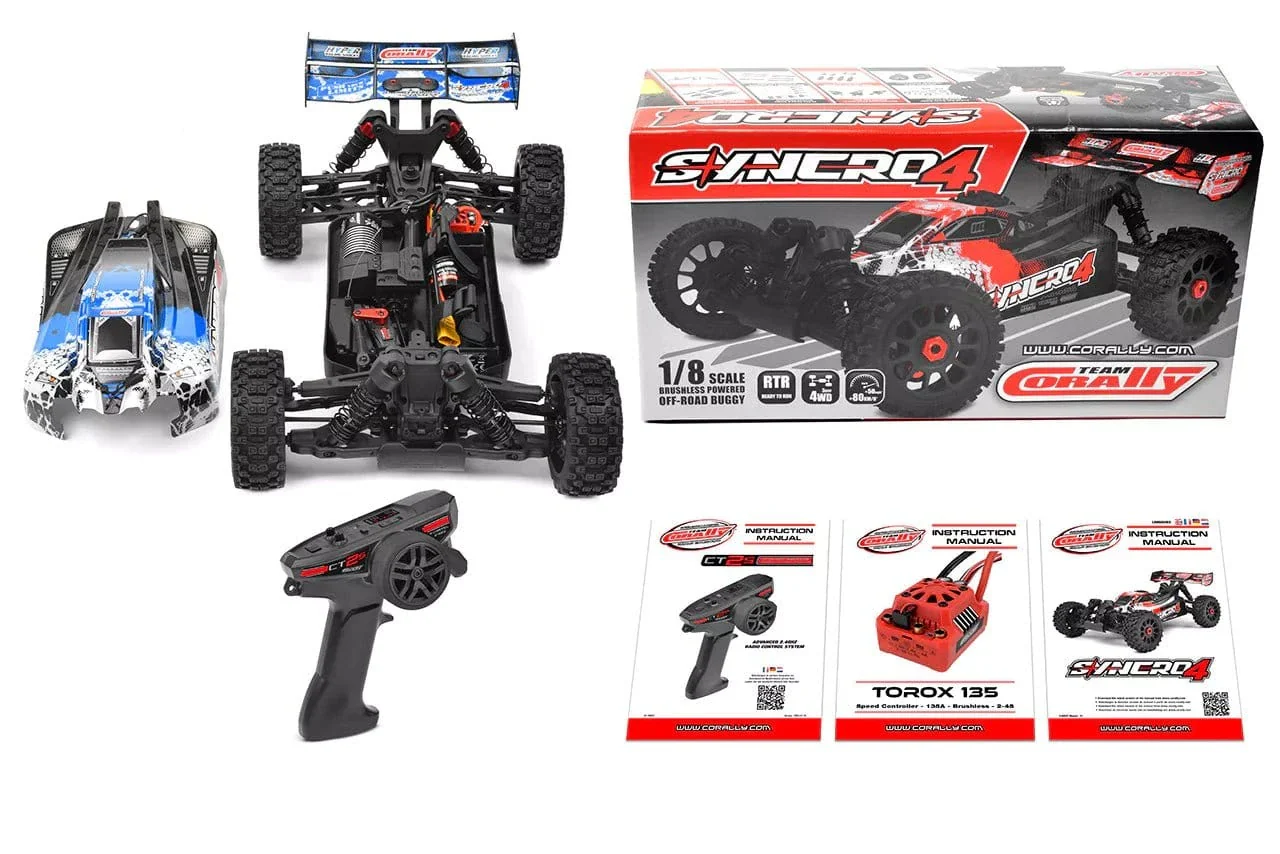 Team Corally 1/8 Syncro-4 4S Brushless RC Buggy - Blue [C-00287-B] - Image 16