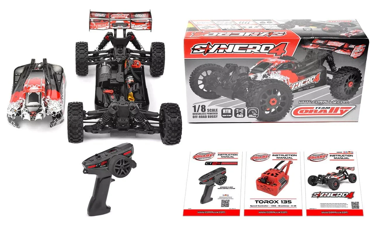 Team Corally 1/8 Syncro-4 4S Brushless RC Buggy - Red [C-00287-R] - Image 15