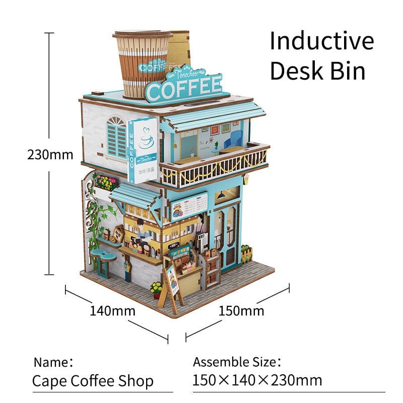 Tonecheer Cape Coffee Shop Puzzle Storage Box Wooden Model Kit [TQ181] - Image 2