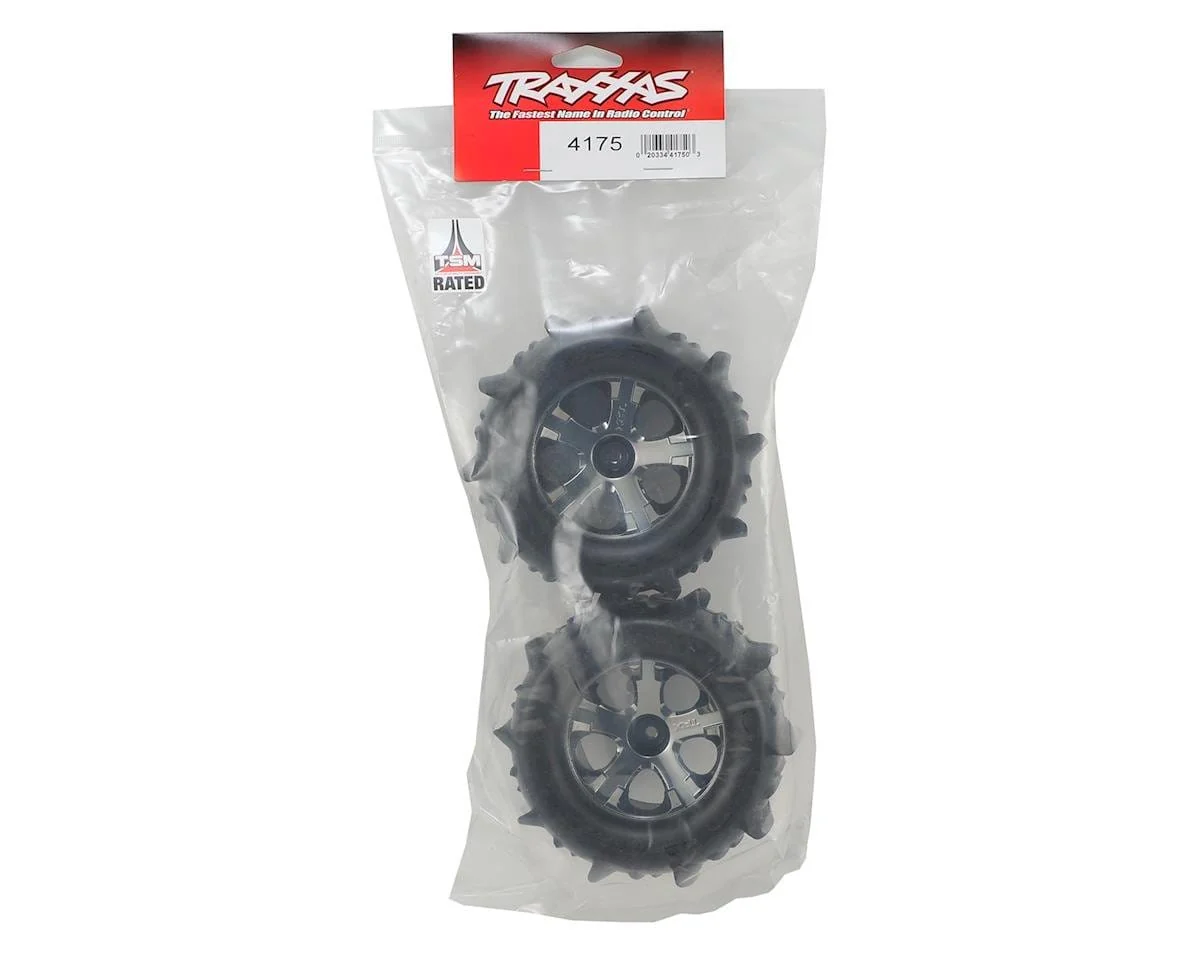 Traxxas 4175 Paddle Tires 2.8in Pre-Mounted w/All-Star Nitro Front Wheels (2) (Black Chrome) - Image 3
