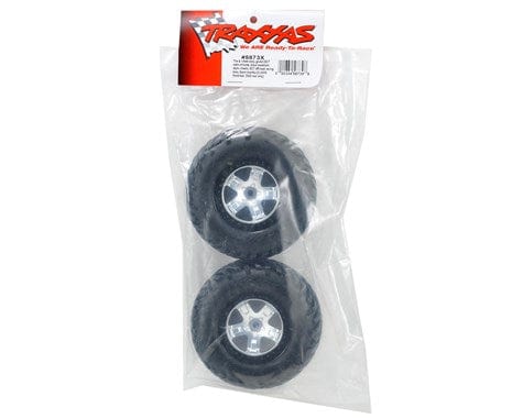 Traxxas 5873X Slash Rear Satin Chrome Wheels & Tyres (2) - Image 2