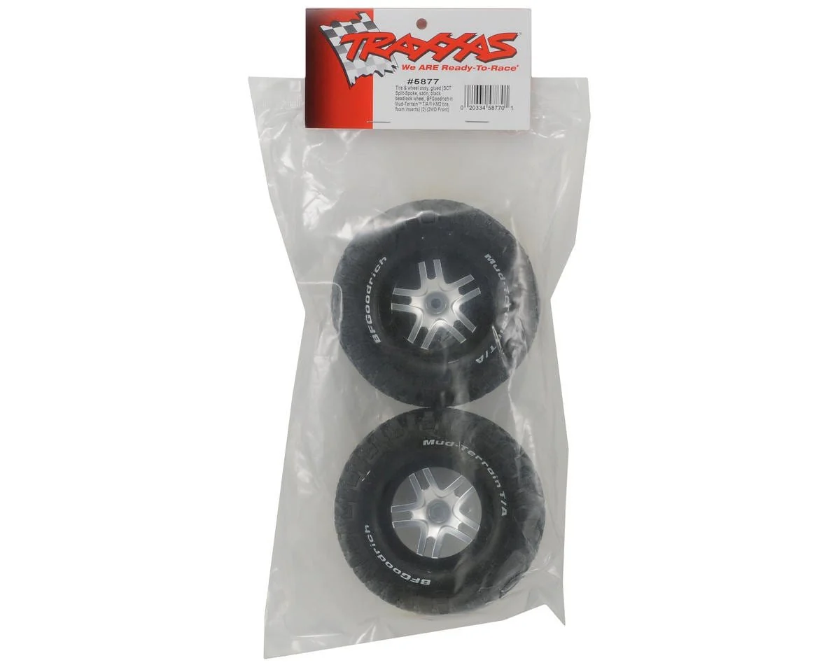 Traxxas 5877 BFGoodrich Mud TA Front Tire (2) (Satin Chrome) (Standard) w/Split-Spoke Front Wheel - Image 2