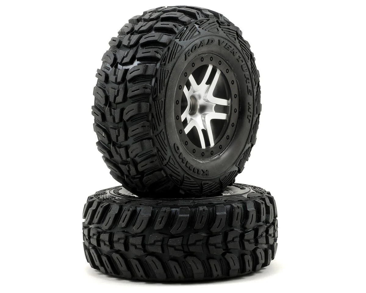 Traxxas 5882R Kumho Venture MT Front Tires (2) (Satin Chrome) (S1) w/Split-Spoke Front Wheel