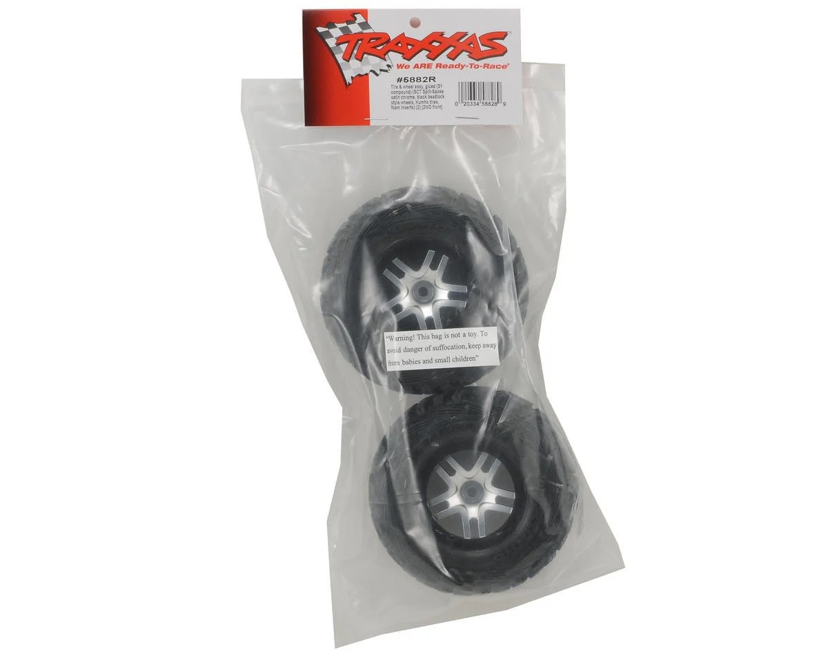 Traxxas 5882R Kumho Venture MT Front Tires (2) (Satin Chrome) (S1) w/Split-Spoke Front Wheel - Image 2