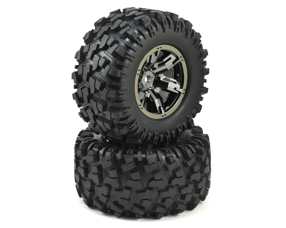 Traxxas 7772A X-Maxx Pre-Mounted Tires & Wheels Black Chrome (2pcs)