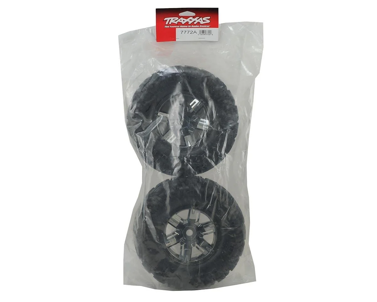 Traxxas 7772A X-Maxx Pre-Mounted Tires & Wheels Black Chrome (2pcs) - Image 3