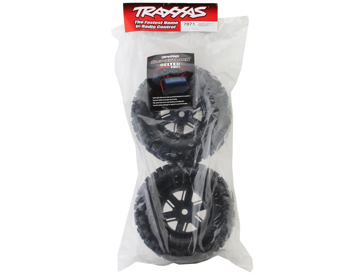 Traxxas 7871 X-Maxx/XRT Pre-Mounted Sledgehammer Belted Tires - 17mm Hex - Black (2) - Image 4