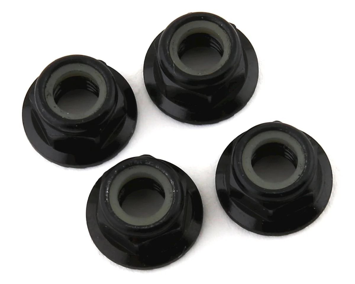 Traxxas 8447A 5mm Aluminum Flanged Nylon Locking Nuts Black (4)