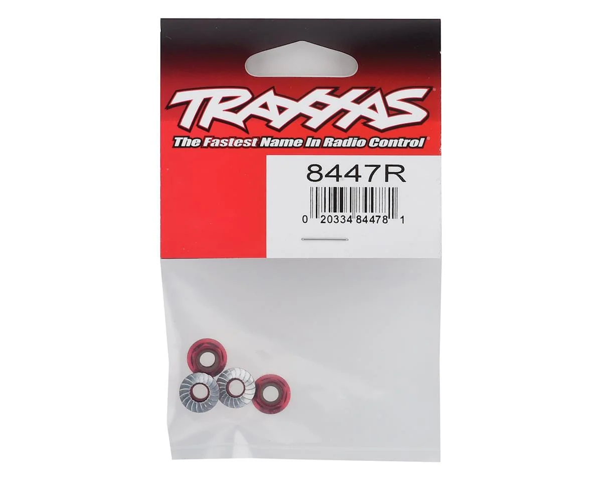 Traxxas 8447R 5mm Aluminum Flanged Nylon Locking Nuts (Red) (4) - Image 2
