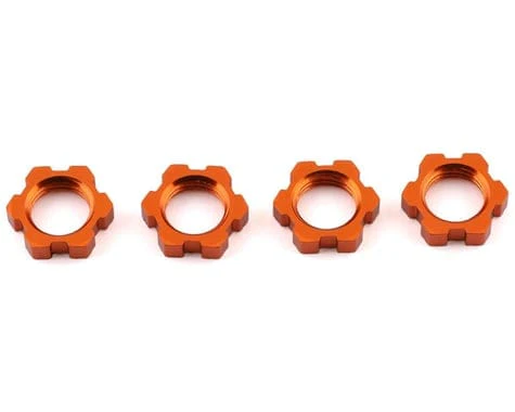 Traxxas Serrated 17mm Orange Aluminium Splined Wheel Nuts (4pcs) [7758T]