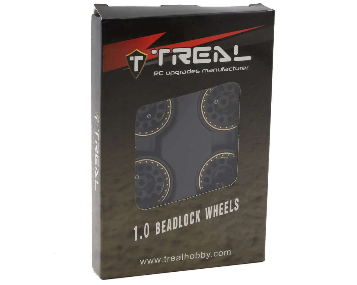 Treal Hobby Type A 1.0" 12-Hole Brass Beadlock Wheels (Black) (4) (40g) [TLHTSCX24-140] - Image 3