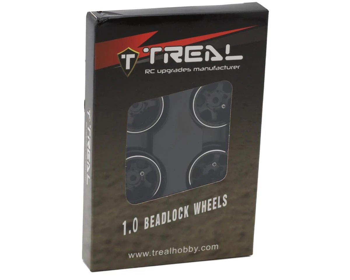 Treal Hobby Type D 1.0" Concave 6-Spoke Beadlock Wheels (Black) (4) [TLHTSCX24-148] - Image 2